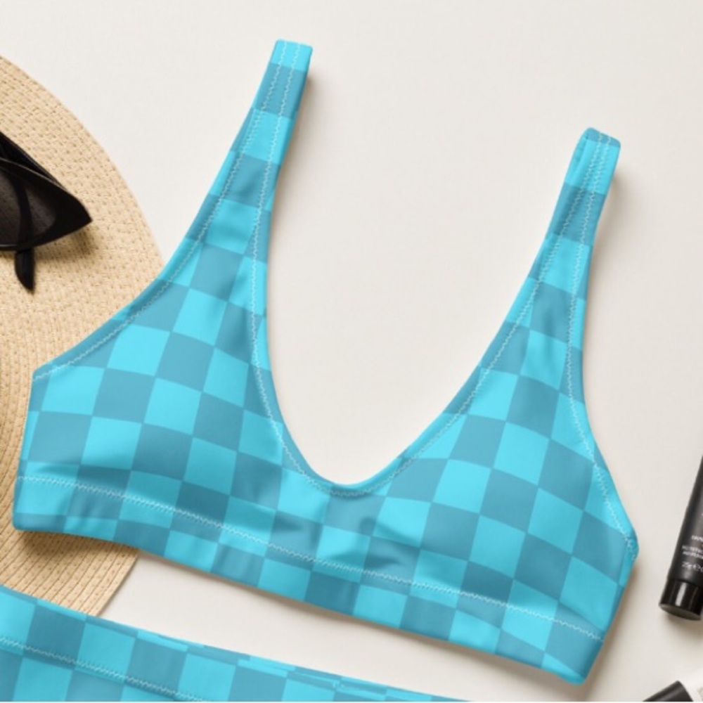Blue Checkered Bikini top